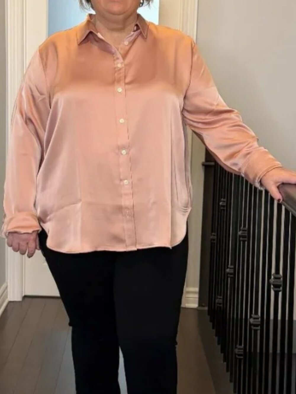 SPANX Better Than Silk Button Down Shirt 2X NWT Vintage Rose Relaxed Fit